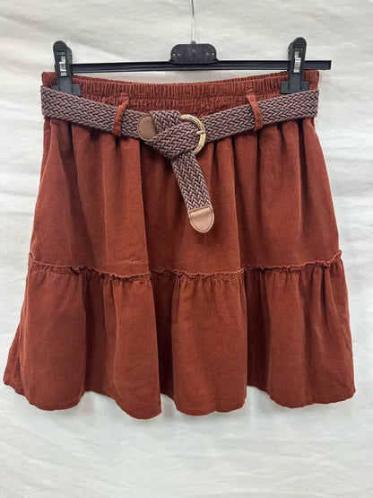 Jupe Courte À Volants En Velours @9731_JuVCourte