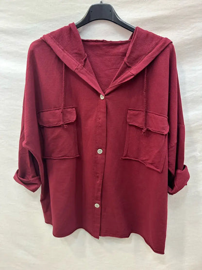 Gilet Boutonnage À Capuche Avec Deux Poches @10283_GiBoutPoc