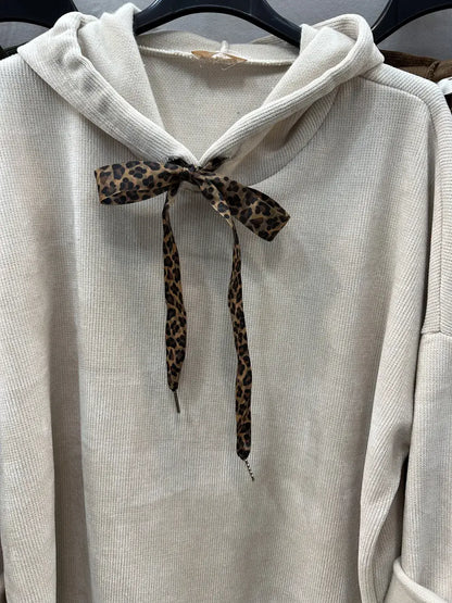 Sweats en velours avec cordon à léopard  @4618_SweatNoeudLeo