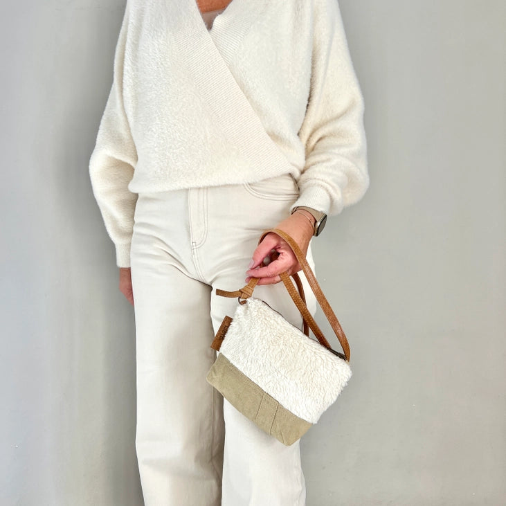 Sac peluche Mini teddy en coton (toile kaki)