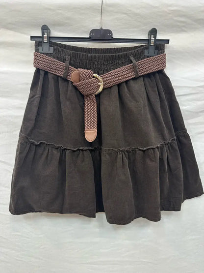 Jupe Courte À Volants En Velours @9731_JuVCourte