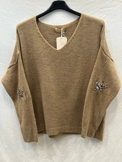 Pull Avec Deux Étoile Léopard  @23630_Pul2EtoileLeo