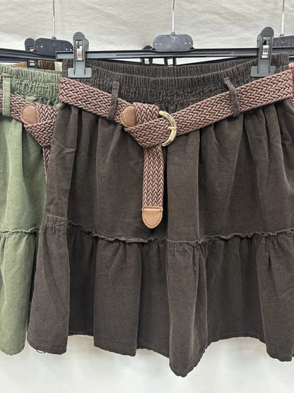 Jupe Courte À Volants En Velours @9731_JuVCourte