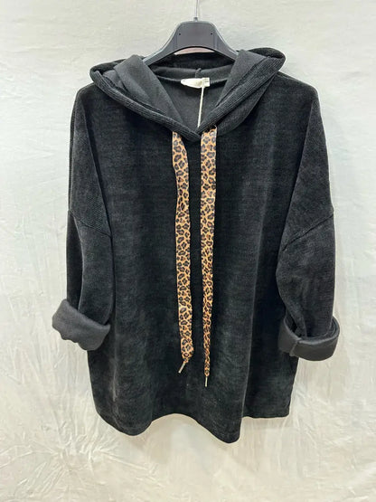 Sweats en velours avec cordon à léopard  @4618_SweatNoeudLeo