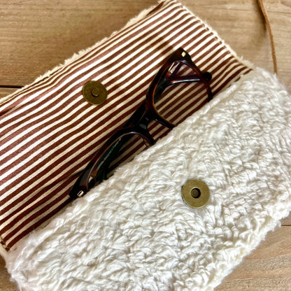 Pochette à lunettes de soleil peluche en coton pour l’hiver