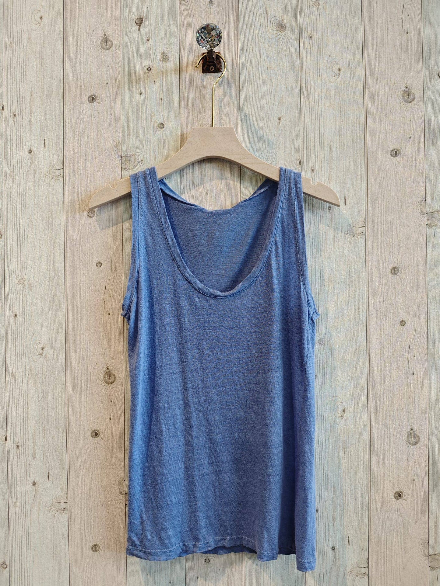 Réf-3981 T-SHIRT BASIQUE À BRETELLES 100 % LIN