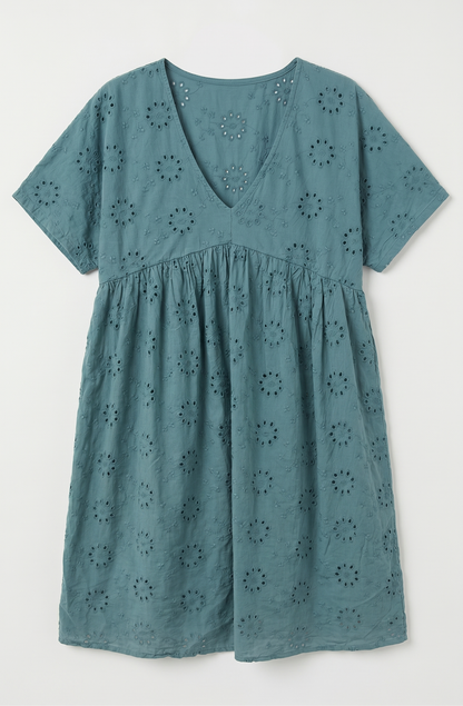 Robe Courte en Broderie Anglaise de Coton @6519_RCBroderie