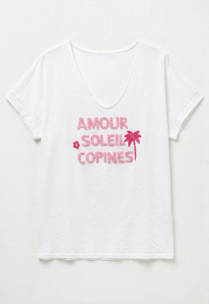 T-shirt Blanc "AMOUR SOLEIL COPINES" @91860_TsAmourSummer