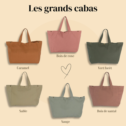Grand cabas "Lovely Week End" - 6 coloris au choix