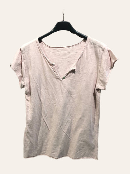 T-shirt uni col tunisien 3 boutons