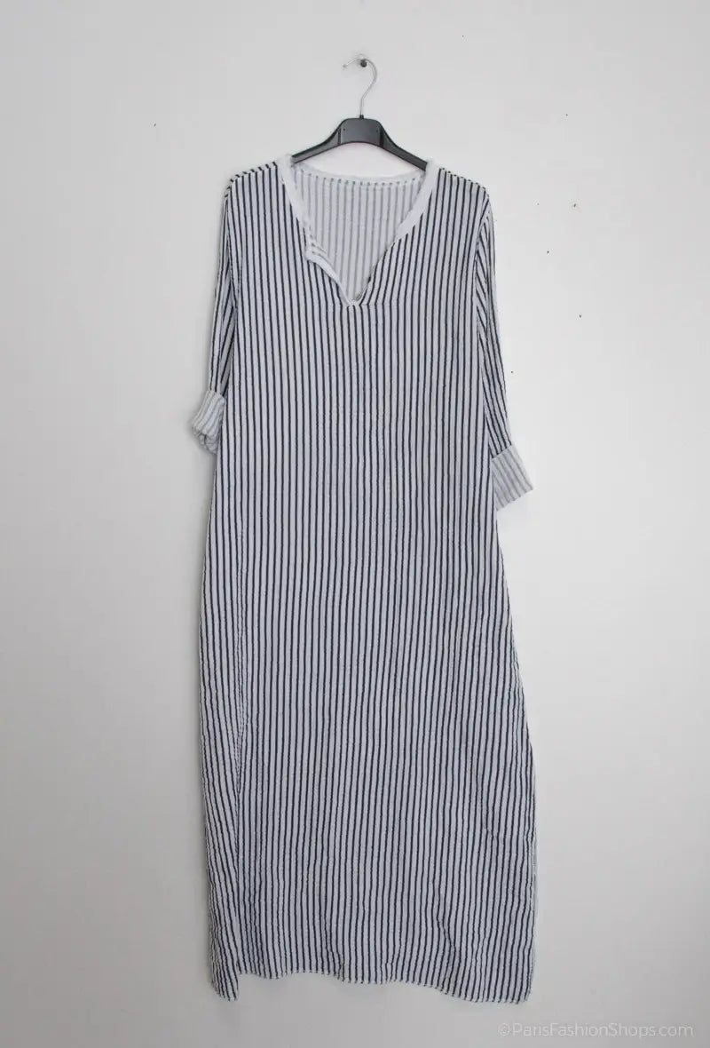 Robe longe  à rayure avec boutons @81820_RLBoutRayure