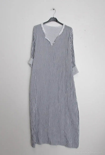 Robe longe  à rayure avec boutons @81820_RLBoutRayure