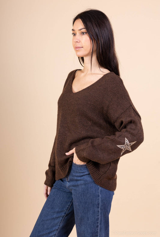 Pull Avec Deux Étoile Léopard  @23630_Pul2EtoileLeo