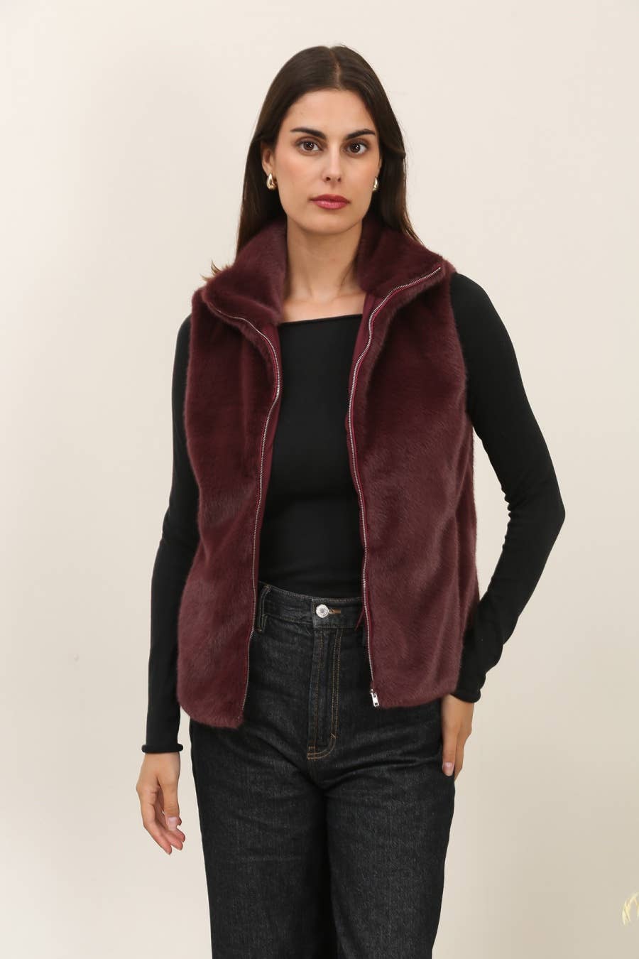 Gilet sans manche en fausse fourrure ultra douce