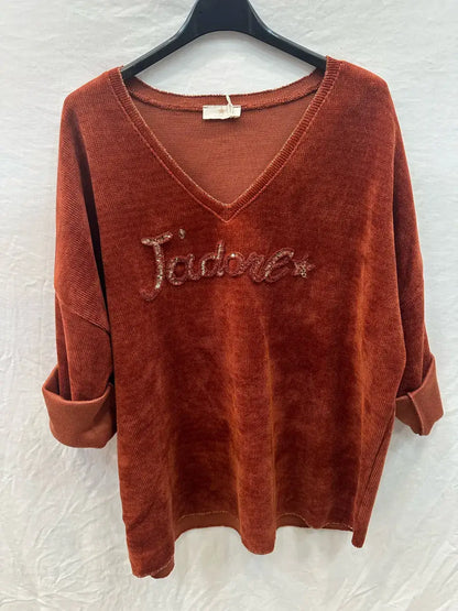 Sweat-shirt En Velours j'adore @4589_HVJadore