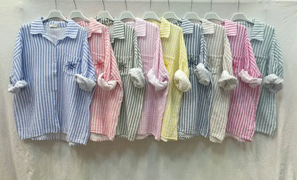 Chemise  Rayée et Soleil Brodé @91945_ChPocheSoleil