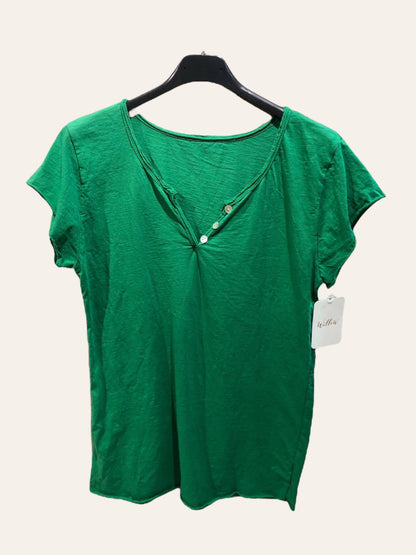 T-shirt uni col tunisien 3 boutons