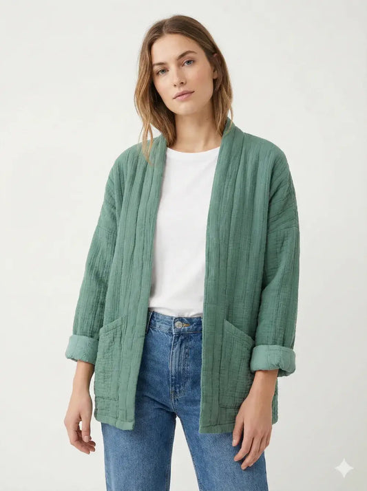 Veste matelassée en gaze de coton @5343_VesMatelasséGaze