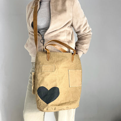 Vintage Sac Seau cœur noir (toile foncée)