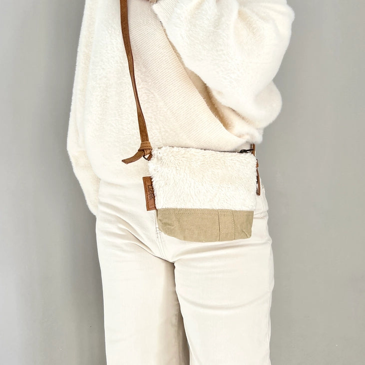 Sac peluche Mini teddy en coton (toile kaki)