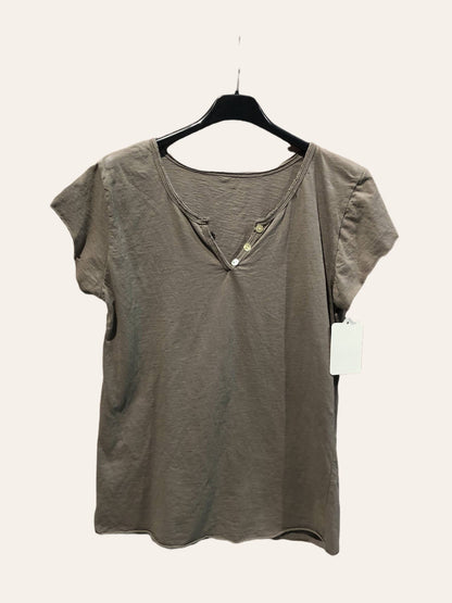 T-shirt uni col tunisien 3 boutons