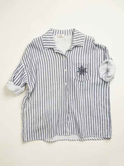 Chemise  Rayée et Soleil Brodé @91945_ChPocheSoleil