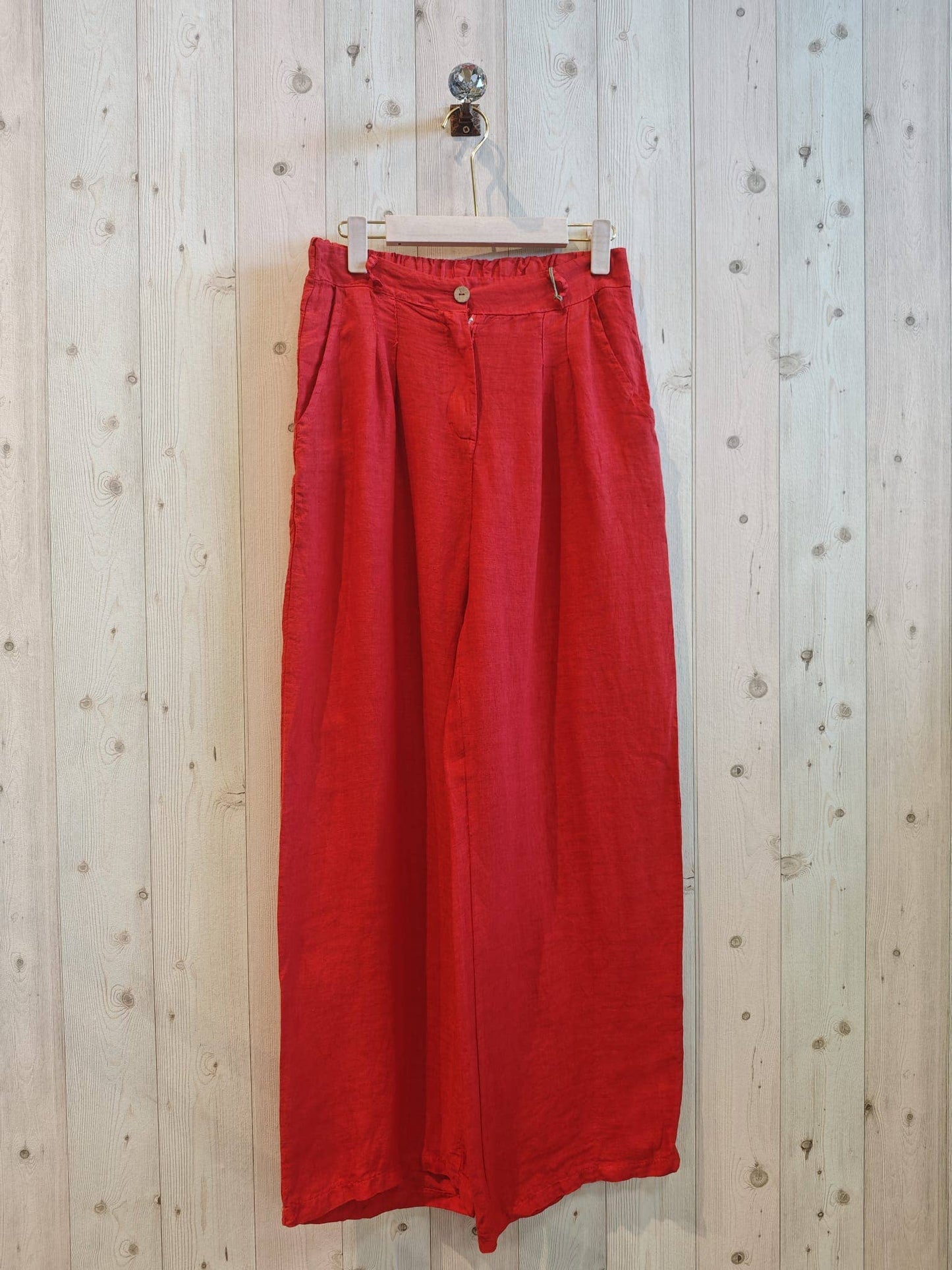 Ref-30523 PANTALON AVEC UN BOUTON LIN 100 %