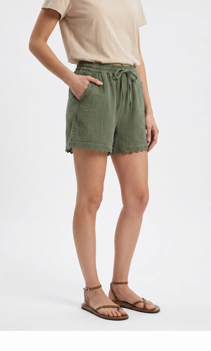 Short en Gaze de Coton avec Broderie @3611_ShBrodeGaze