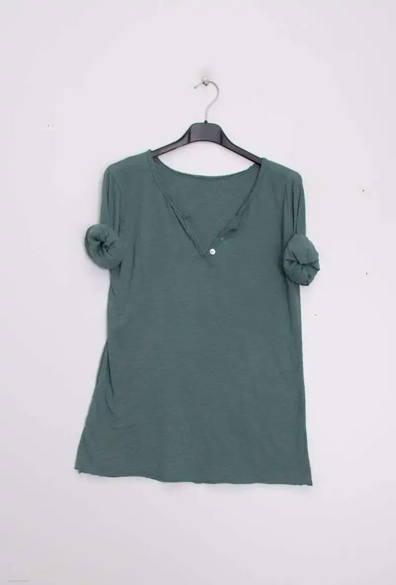 T-Shirt col tunisien manches longues @9925 col tunisien