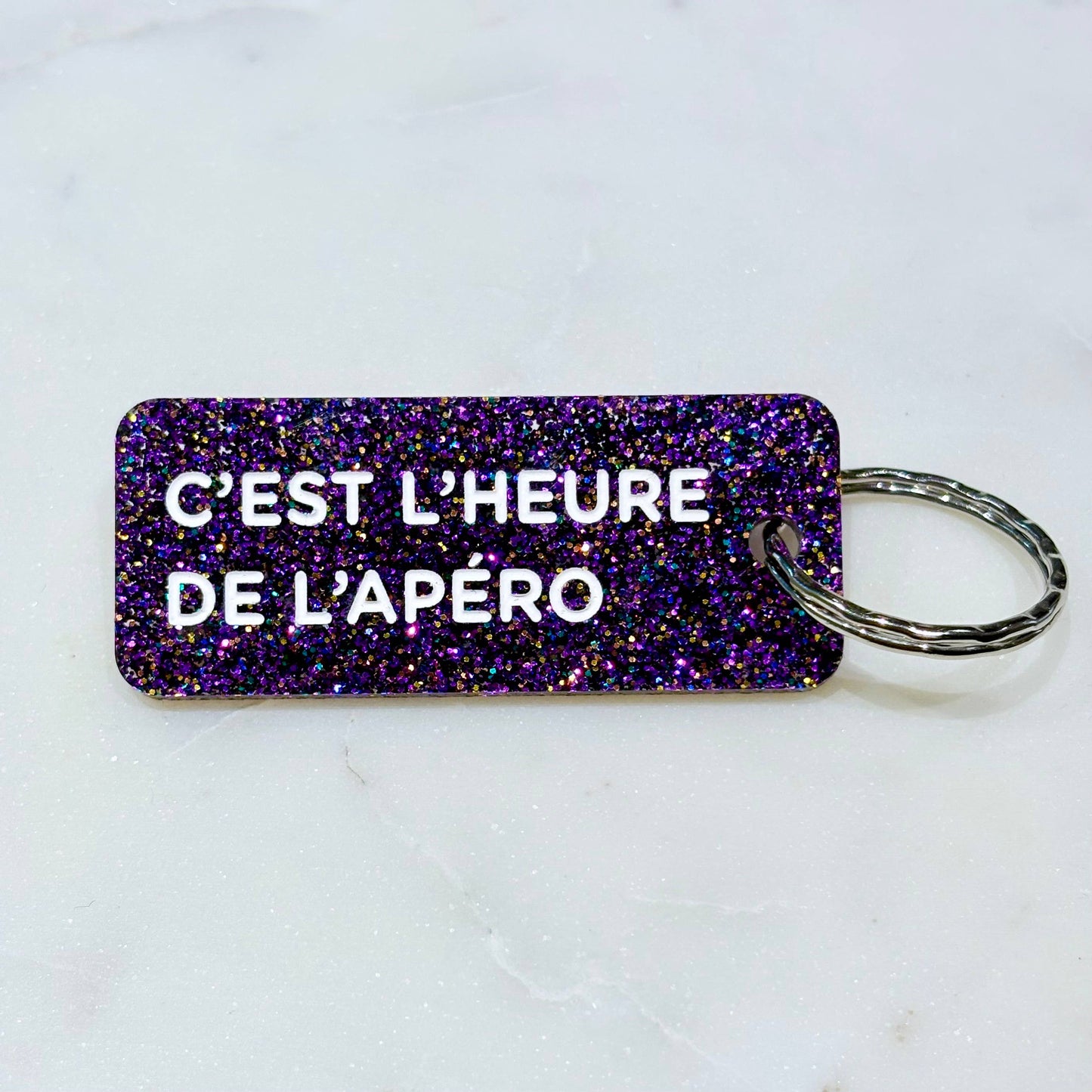 C'EST L'HEURE DE L'APÉRO Porte-clés paillettes Plus de Love