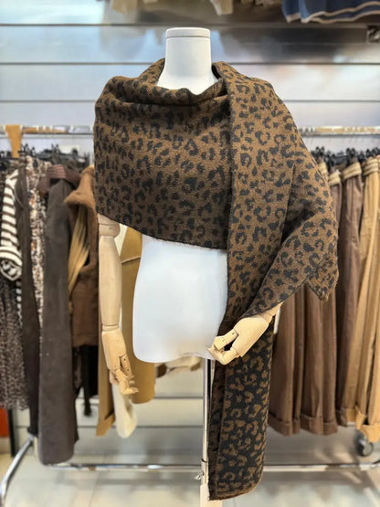 Écharpe En Maille Léopard Réversible @35725_EcharpeLeo