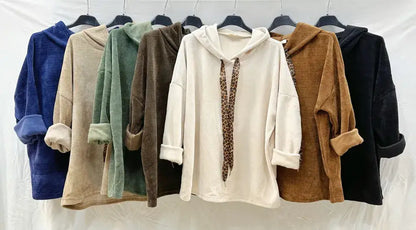 Sweats en velours avec cordon à léopard  @4618_SweatNoeudLeo