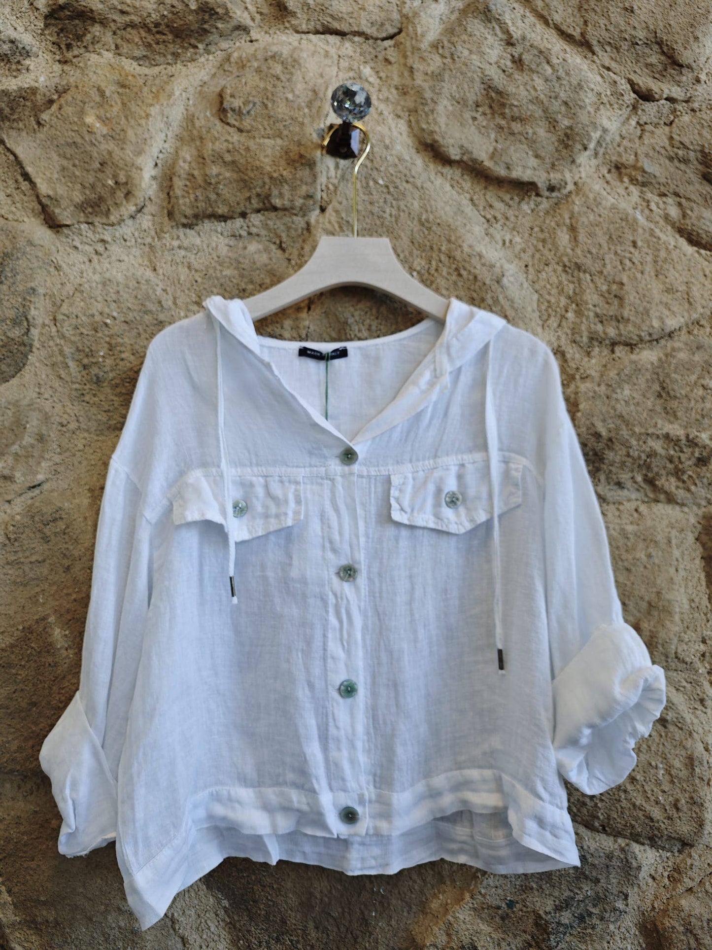 Réf-224150 BLOUSE À CAPUCHE LIN 100%