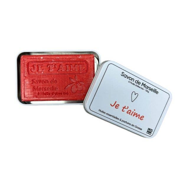Savon de Marseille "Je t'aime" 125g avec sa boite métal