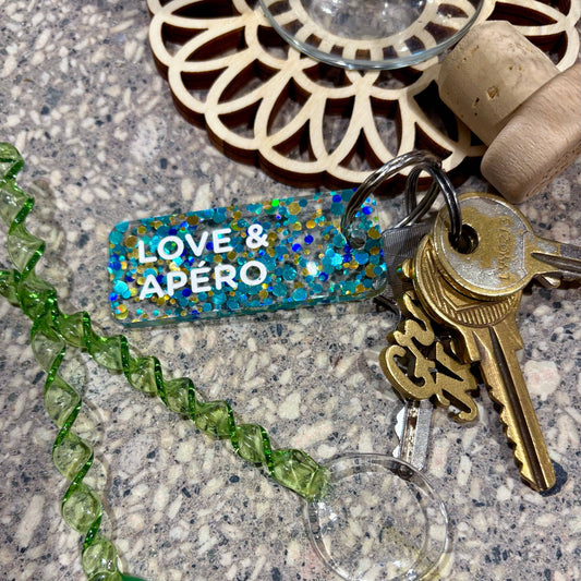 LOVE & APÉRO Porte-clés à paillettes Plus de Love