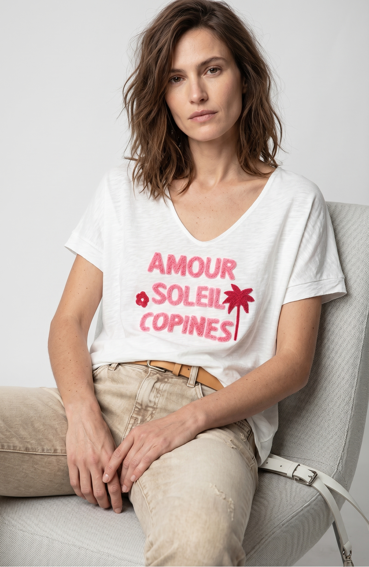 T-shirt Blanc "AMOUR SOLEIL COPINES" @91860_TsAmourSummer