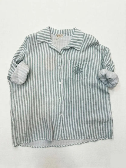 Chemise  Rayée et Soleil Brodé @91945_ChPocheSoleil