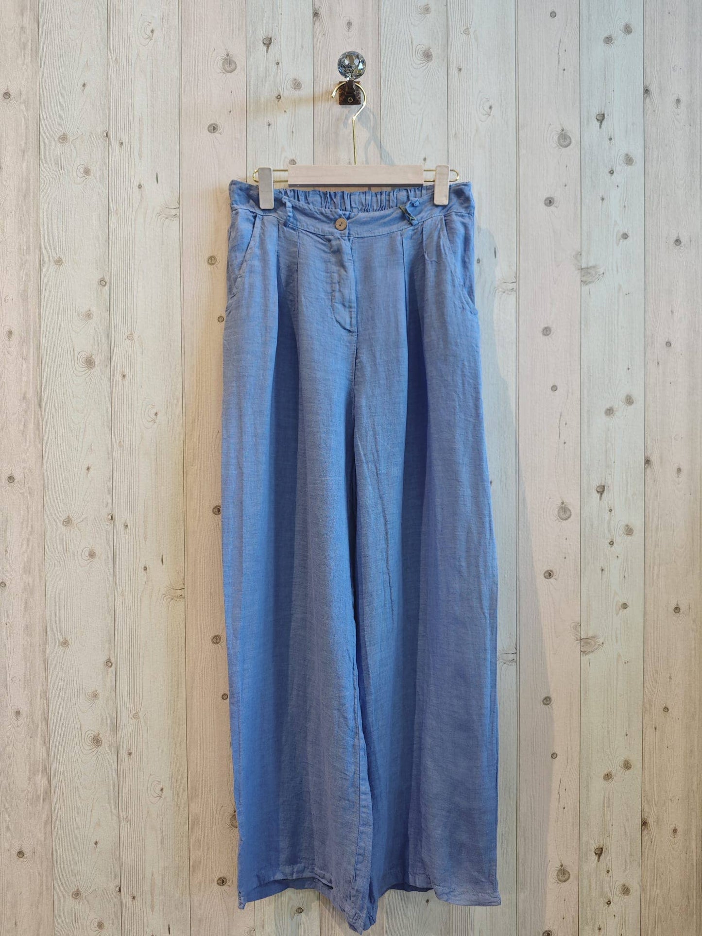 Ref-30523 PANTALON AVEC UN BOUTON LIN 100 %