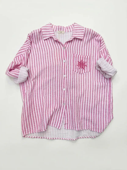 Chemise  Rayée et Soleil Brodé @91945_ChPocheSoleil