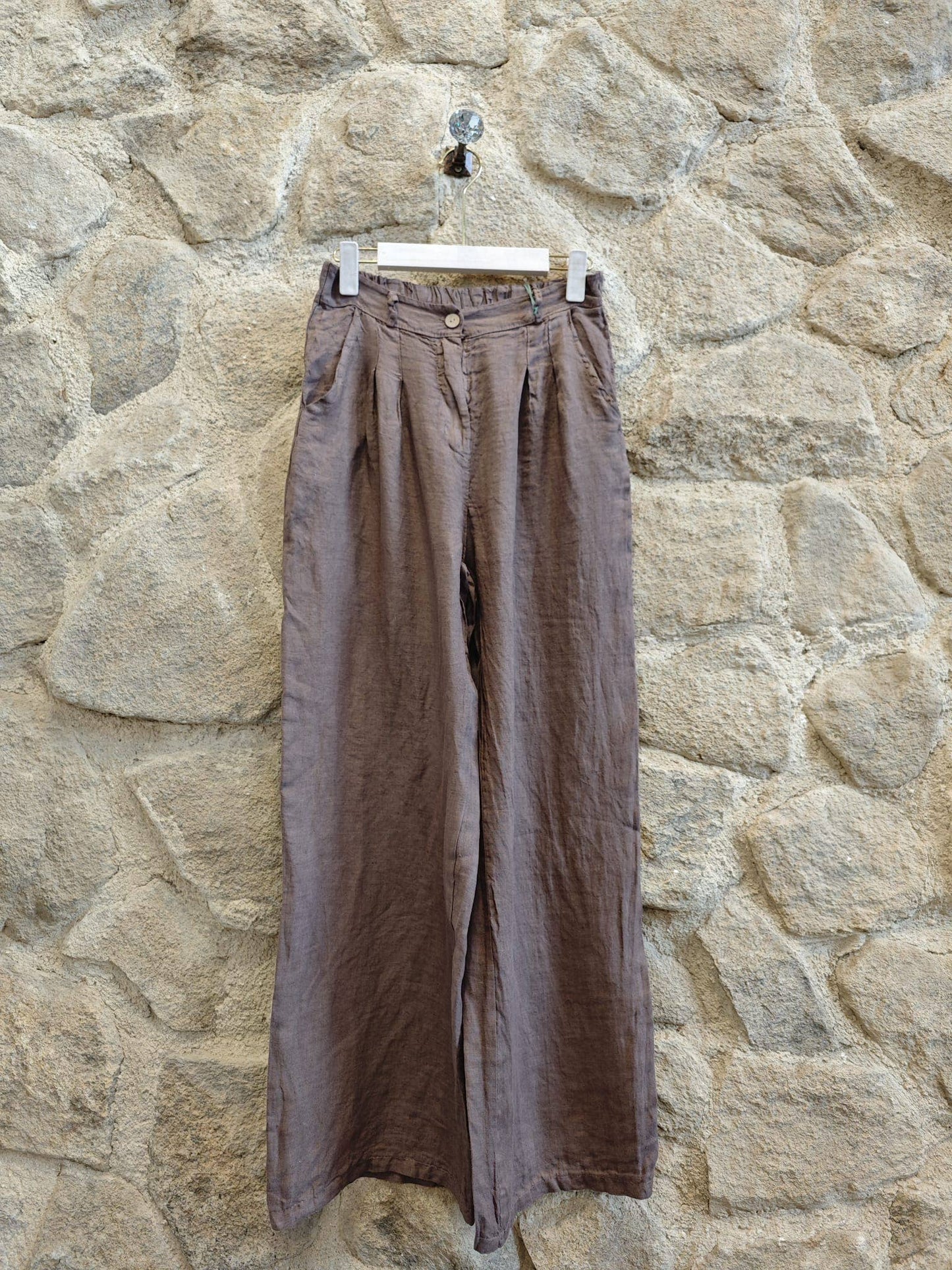 Ref-30523 PANTALON AVEC UN BOUTON LIN 100 %