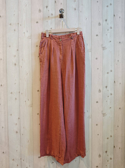 Ref-30523 PANTALON AVEC UN BOUTON LIN 100 %