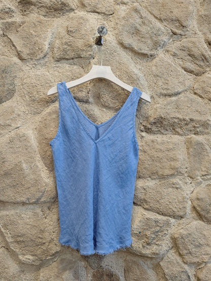 Ref-21591 T-shirt sans manches 100 % lin
