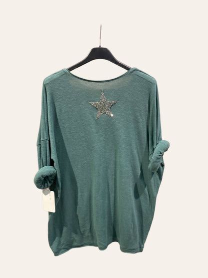 Haut en coton avec Étoile en strass au dos