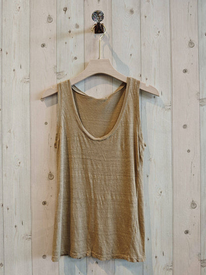 Réf-3981 T-SHIRT BASIQUE À BRETELLES 100 % LIN