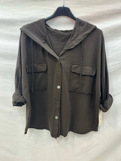 Gilet Boutonnage À Capuche Avec Deux Poches @10283_GiBoutPoc