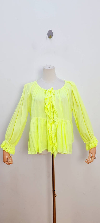 Blouse bohème manches longues à volants