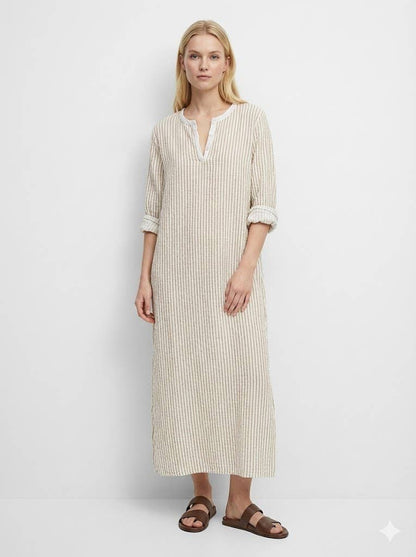 Robe longe  à rayure avec boutons @81820_RLBoutRayure