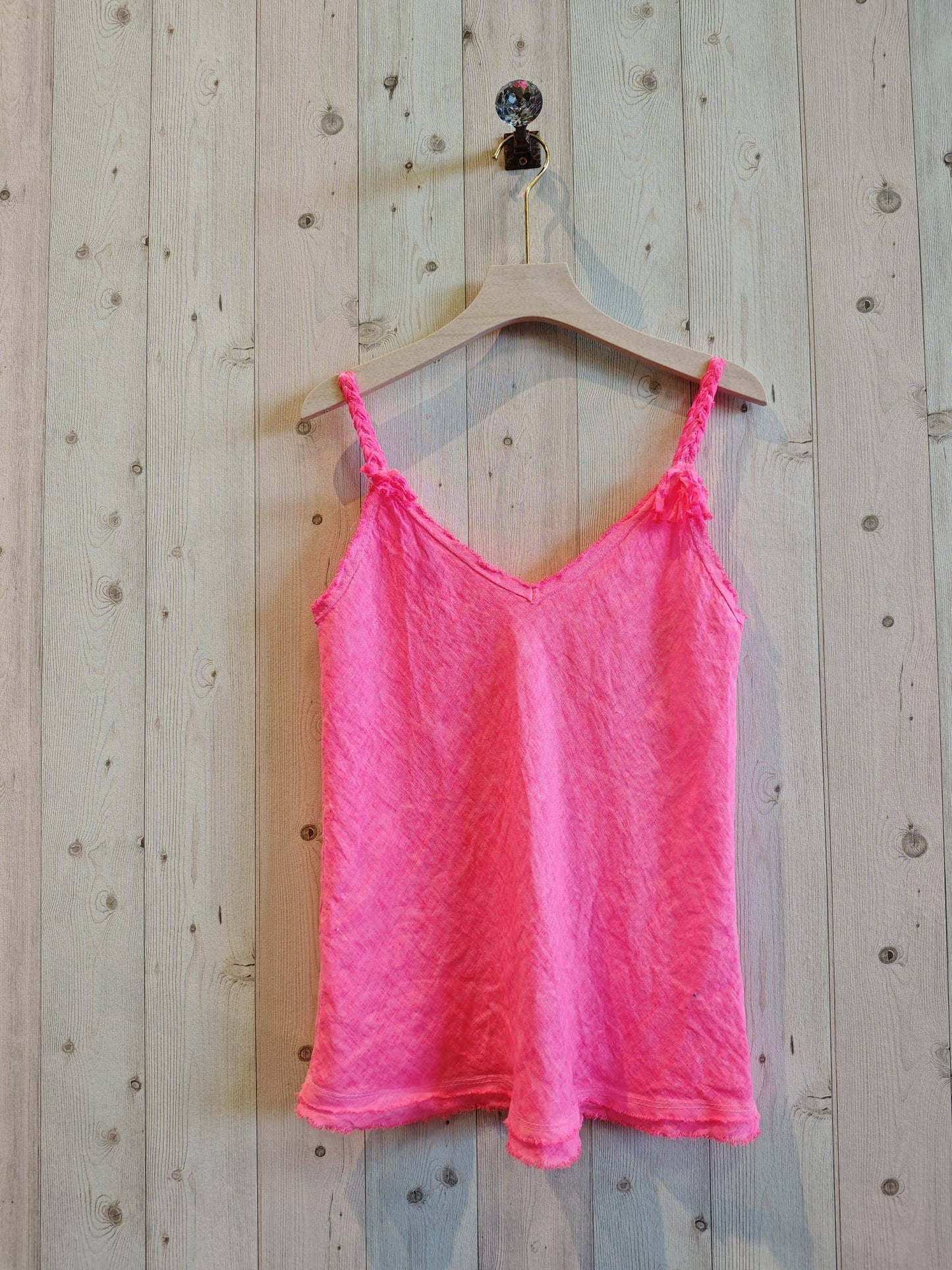 Réf-80471 DÉBARDEUR À BRETELLES FLUO LIN 100%