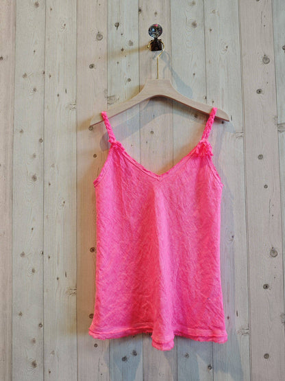 Réf-80471 DÉBARDEUR À BRETELLES FLUO LIN 100%