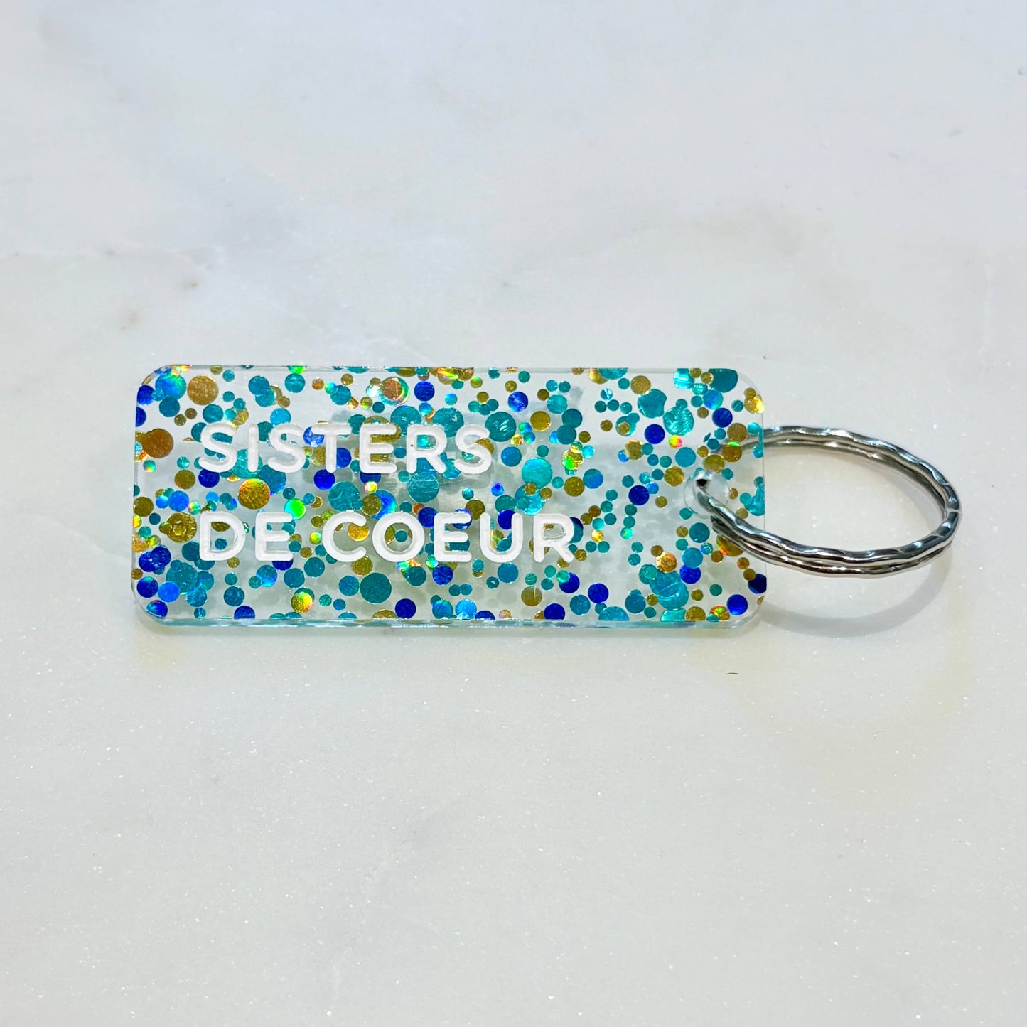 SISTERS DE COEUR Porte-clés à paillettes Plus de Love